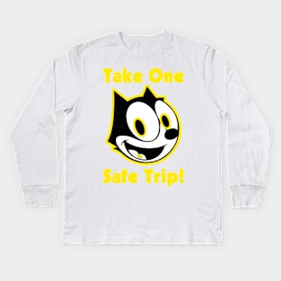 Take one, Safe trip! - Felix the cat Kids Long Sleeve T-Shirt